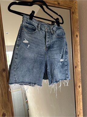 Old Navy Distressed Light Blue High-Rise Jean Shorts